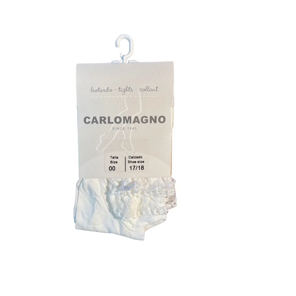 Cariomagno White Lace Bottom Microfiber Tights 2 Pair White SZ 00 Ivory SZ 2